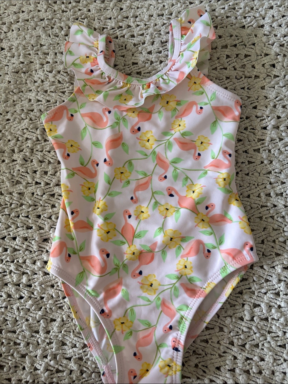 Little Me Pink Flamingo Ruffle One-Piece Swimsuit